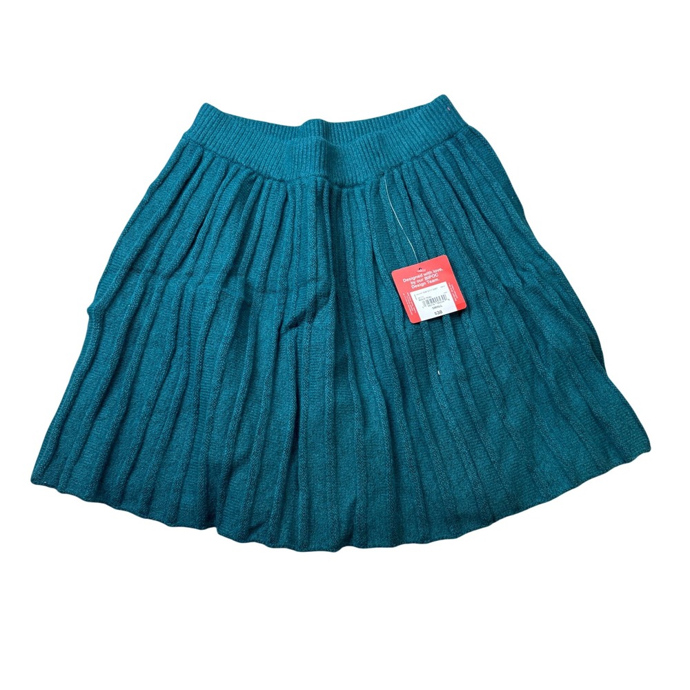 MSRP $38 Hope & Wonder Womens S Bold Teal Knit Pleated Sweater Skirt